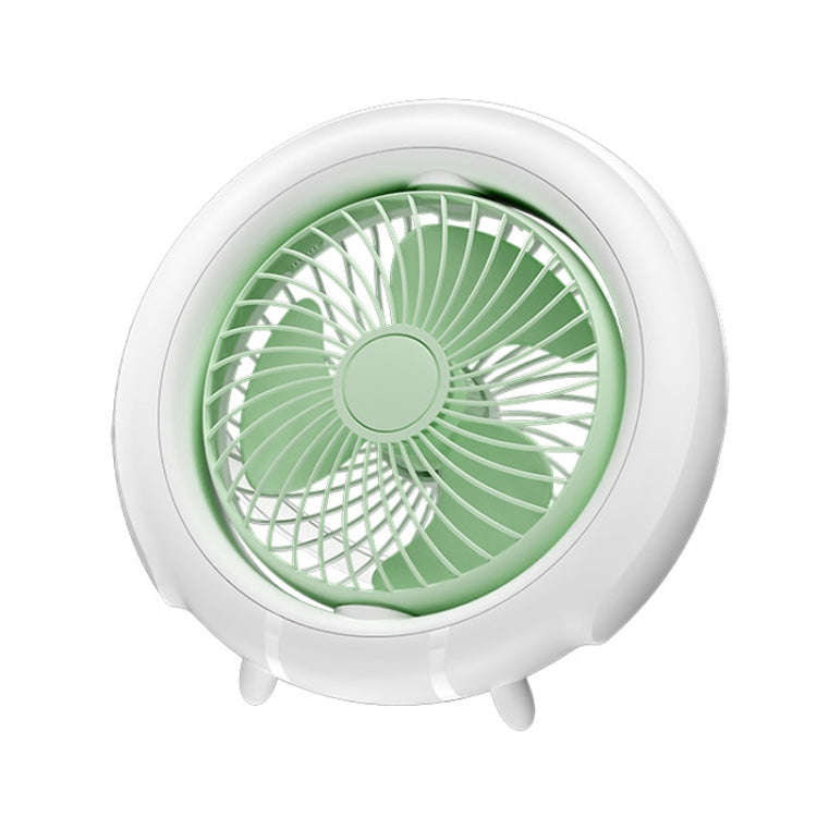 Night Light Desktop Folding Fan Outdoor Camping Hanging Mini Fan, Color: Green Basic