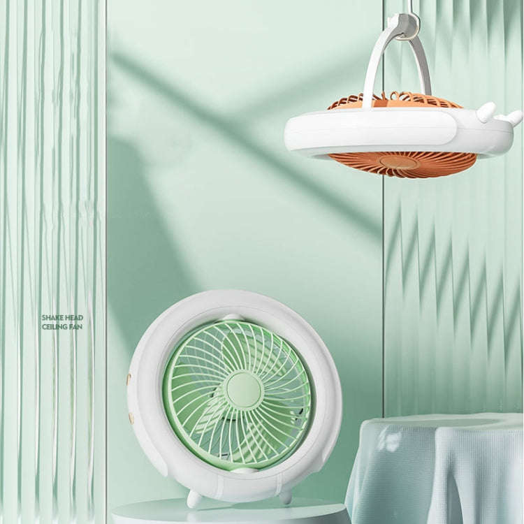 Night Light Desktop Folding Fan Outdoor Camping Hanging Mini Fan, Color: Green Basic