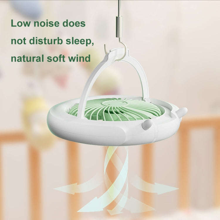 Night Light Desktop Folding Fan Outdoor Camping Hanging Mini Fan, Color: Green Basic