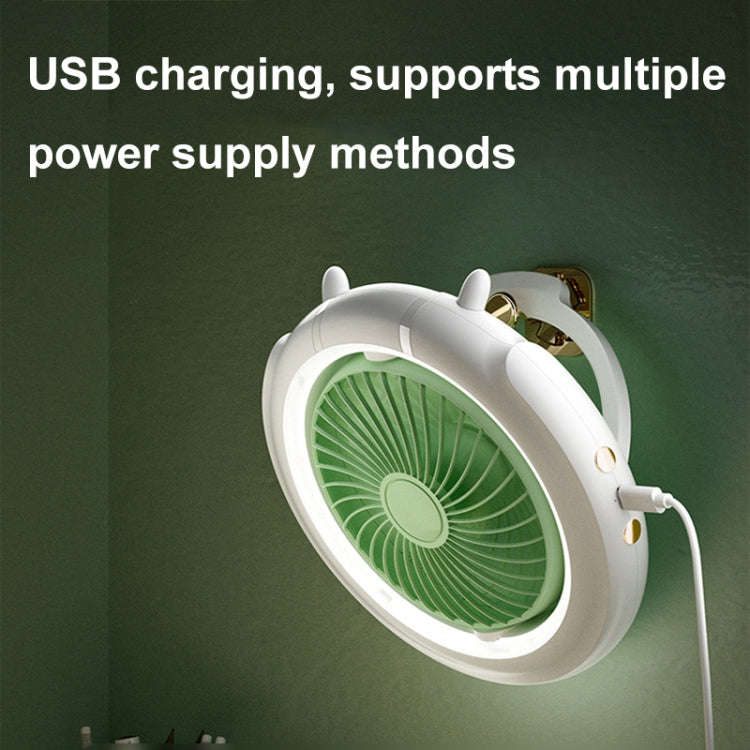 Night Light Desktop Folding Fan Outdoor Camping Hanging Mini Fan, Color: Green Basic