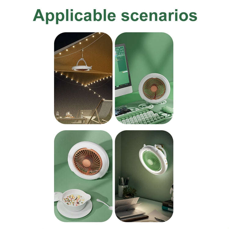 Night Light Desktop Folding Fan Outdoor Camping Hanging Mini Fan, Color: Green Basic