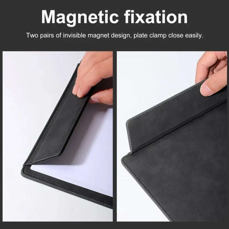 PU Leather A4 Clipboards Magnetic File Folder Office Stationery Supplies(Coffee)