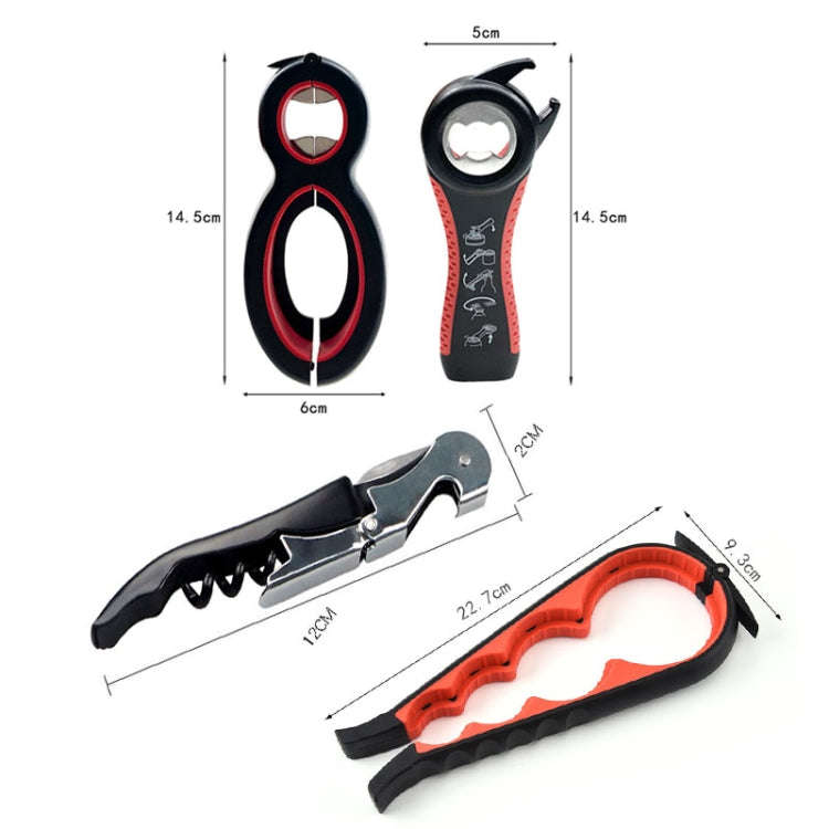 Multifunctional 4 In 1 Bottle Opener Household Saving Force Opener Style 2 (Black Red)