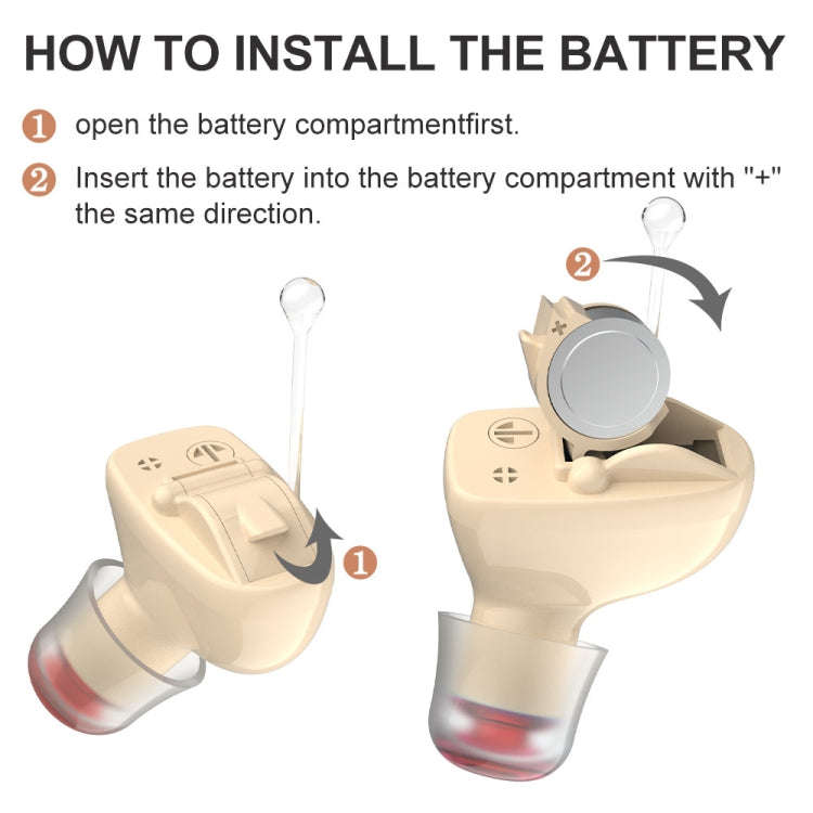 1pair  Invisible In-Ear Hearing Aid Sound Amplifier For The Elderly And Hearing Impaired(Black)