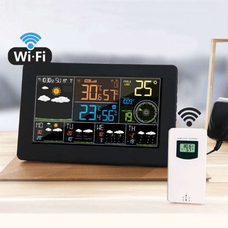 WiFi Color Screen Weather Station Temperature And Humidity Weather Forecast Clock, Model: US Plug