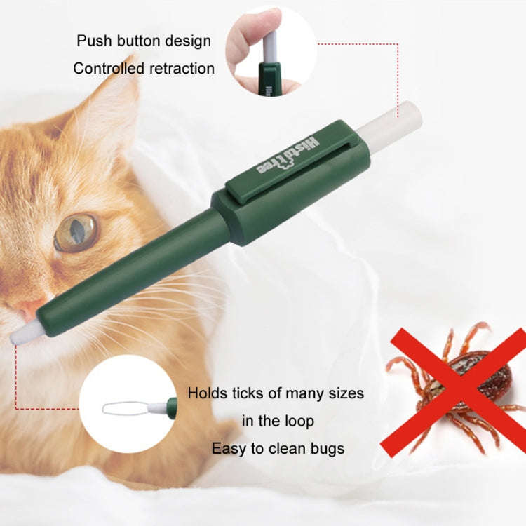 Pet Pest Catching Pen Cats Grooming Bug Scratcher Tick Clip Dogs Flea Removal Clip(Olive Green)