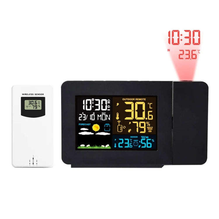Household Color Screen Temperature And Humidity Meter Weather Forecast Projection Clock, Model: U...