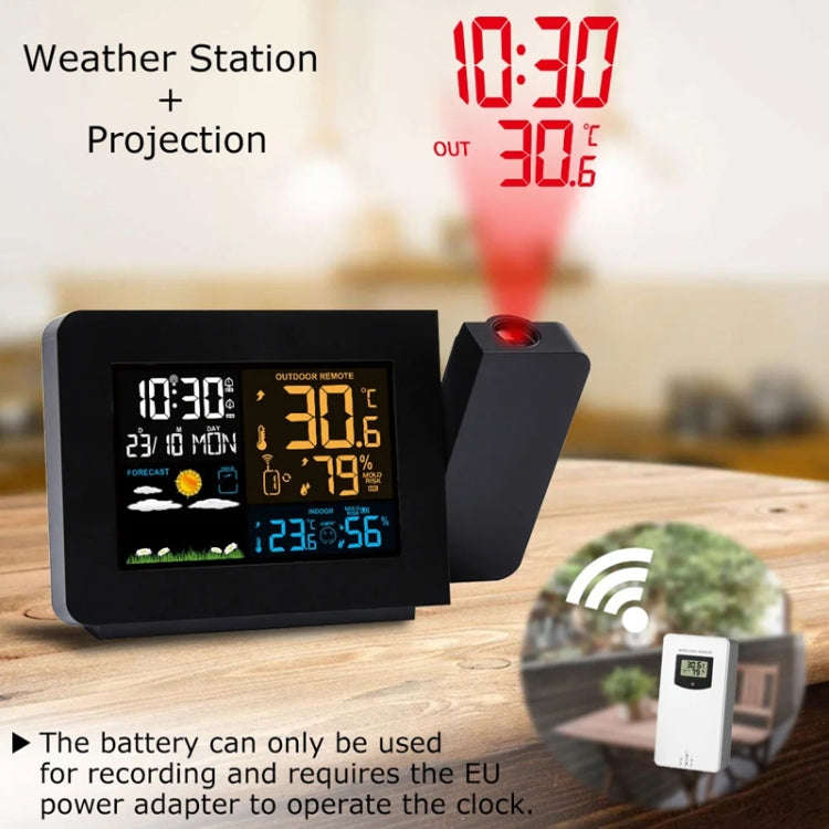 Household Color Screen Temperature And Humidity Meter Weather Forecast Projection Clock, Model: U...