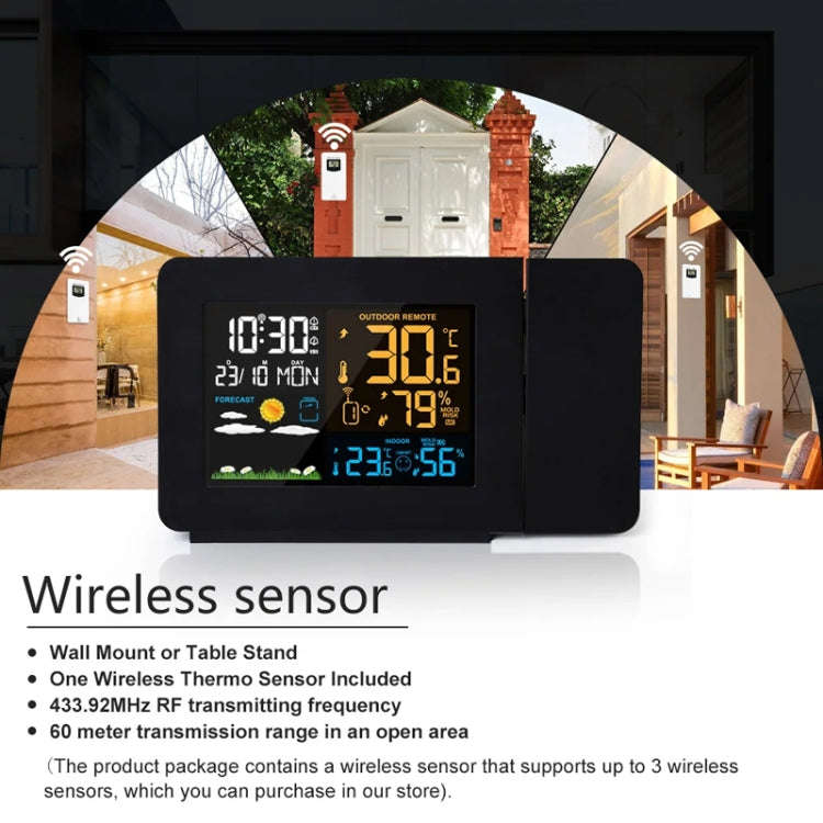 Household Color Screen Temperature And Humidity Meter Weather Forecast Projection Clock, Model: U...