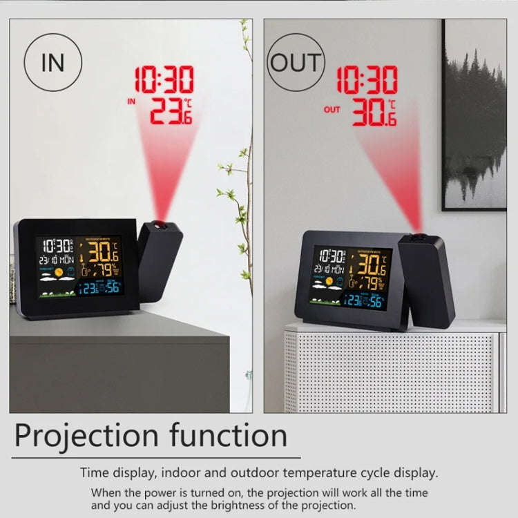 Household Color Screen Temperature And Humidity Meter Weather Forecast Projection Clock, Model: U...