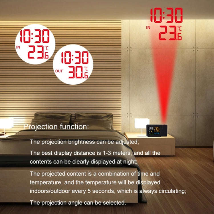 Household Color Screen Temperature And Humidity Meter Weather Forecast Projection Clock, Model: U...