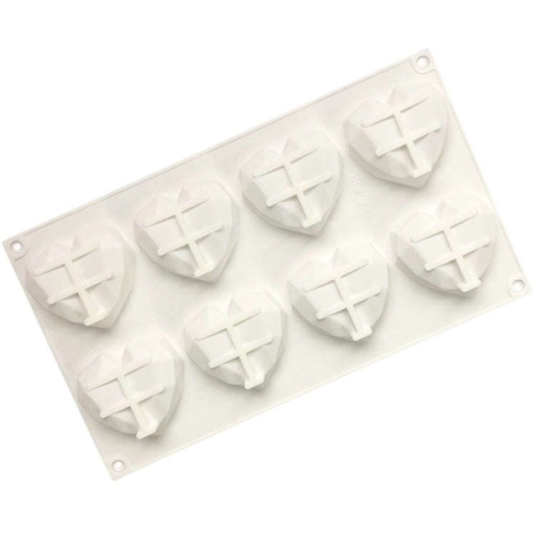 8 Grids Two Rows Heart Chocolate Mould DIY Baking Cake Tools(White)