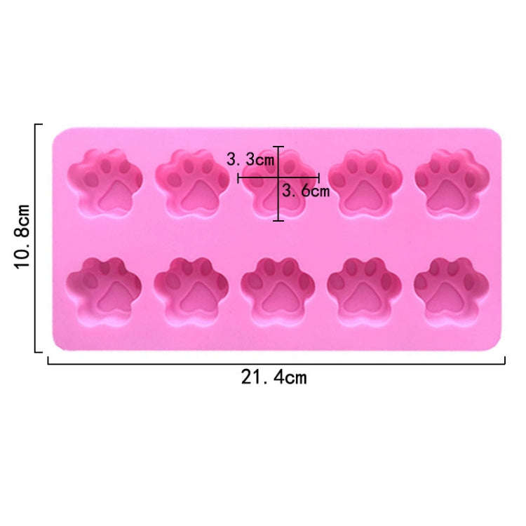 10 Grids Cartoon Kitten Claw Bear Paw Silicone Soap Molds DIY Chocolate Baking Mould(Pink)