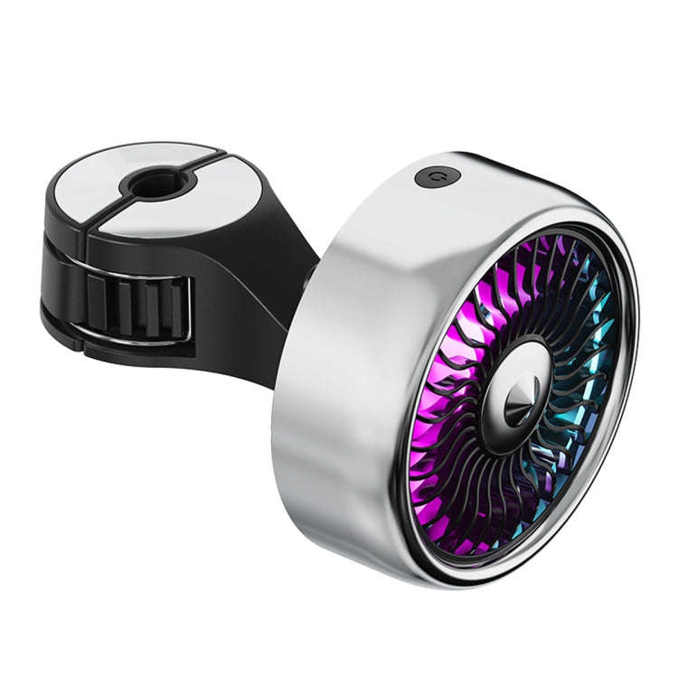 FE052 RGB Color Light USB Plug-in Clip-on Car Rear Seat Headrest Fan(Black Silver)