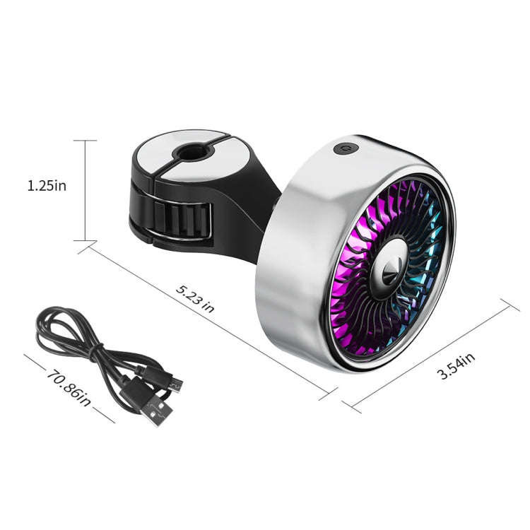 FE052 RGB Color Light USB Plug-in Clip-on Car Rear Seat Headrest Fan(Black Silver)