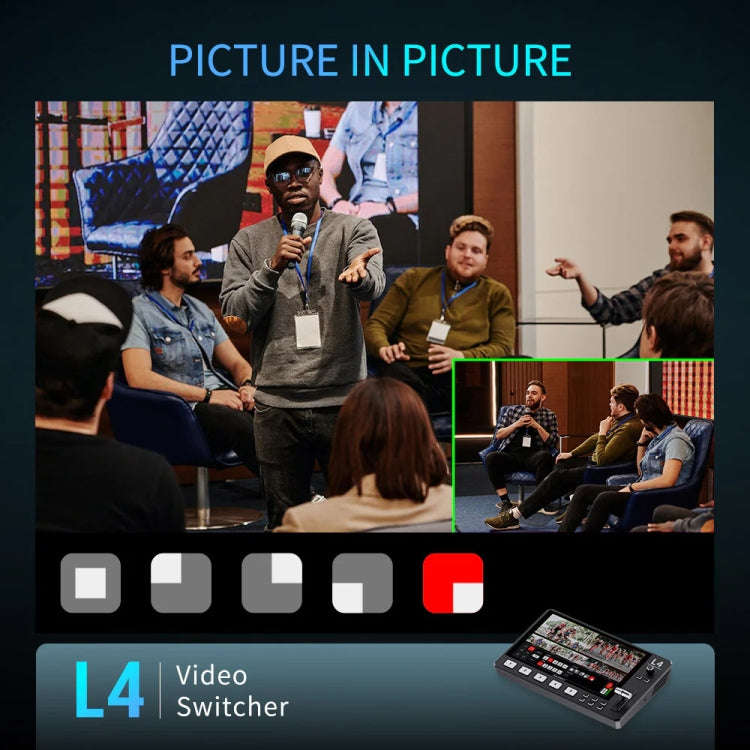 FEELWORLD L4 Multi-Camera Video Mixer Switcher 10.1" Touch Screen USB 3.0 Fast Streaming(US Plug)