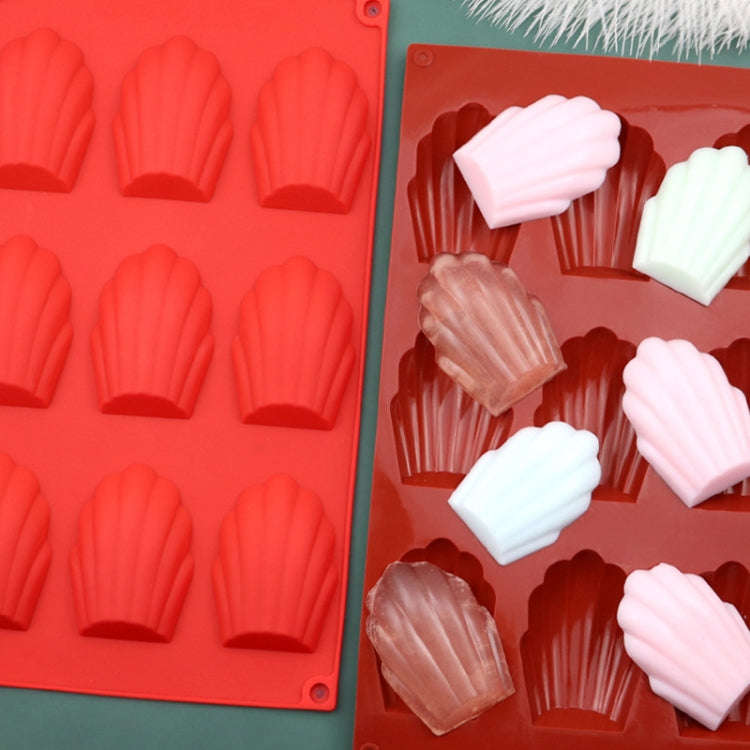 9 Grids Shells Silicone Baking Molds DIY Handmade Soap Mould(Brick Red)