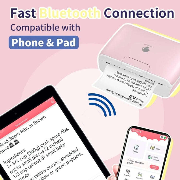 Phomemo M04S Thermal Printer Support 4 Inch Printing Width 300dpi Bluetooth Inkless Printer(White)