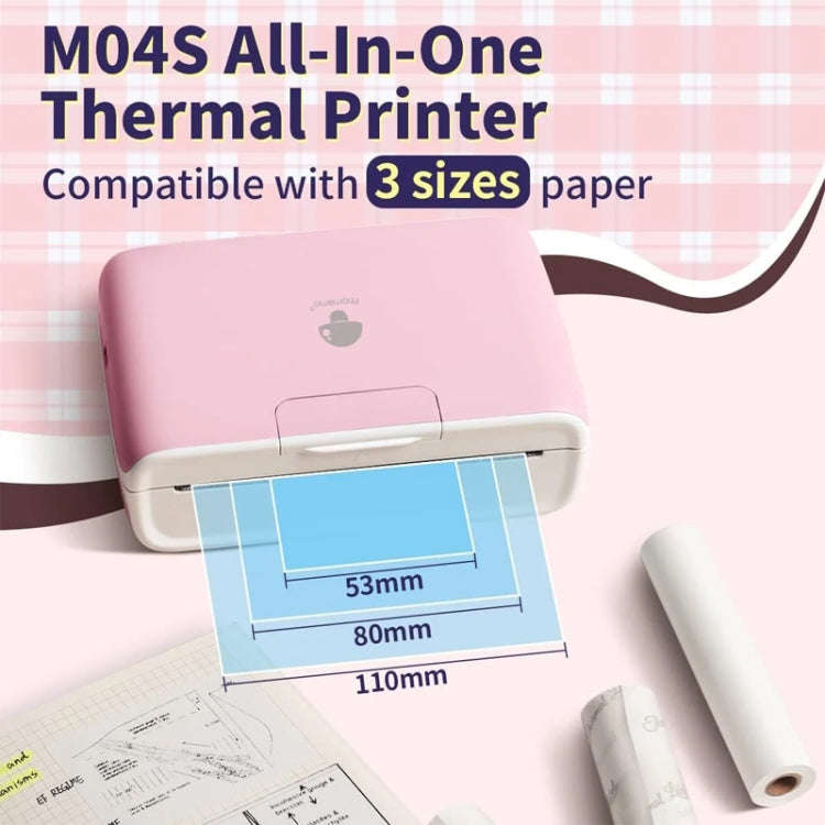 Phomemo M04S Thermal Printer Support 4 Inch Printing Width 300dpi Bluetooth Inkless Printer(White)