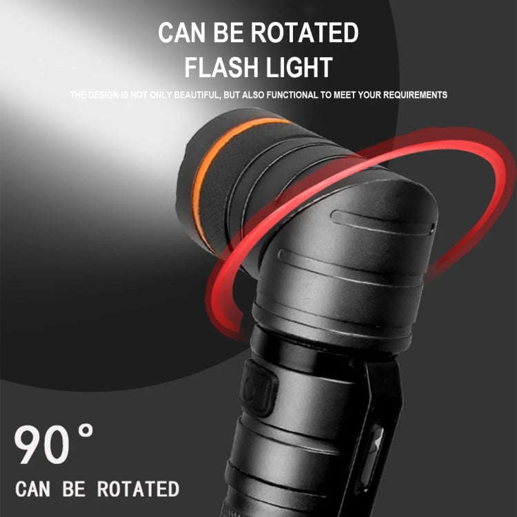 90 Degree Foldable Flashlight White / Red / Green Lights Waterproof Magnetic Torch Built In 18650...