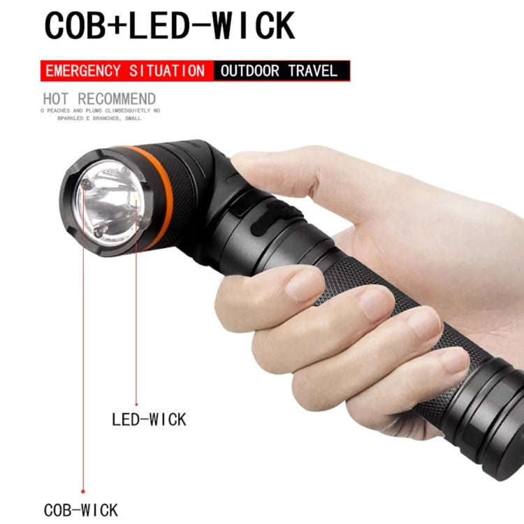 90 Degree Foldable Flashlight White / Red / Green Lights Waterproof Magnetic Torch Built In 18650...