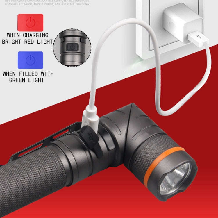 90 Degree Foldable Flashlight White / Red / Green Lights Waterproof Magnetic Torch Built In 18650...