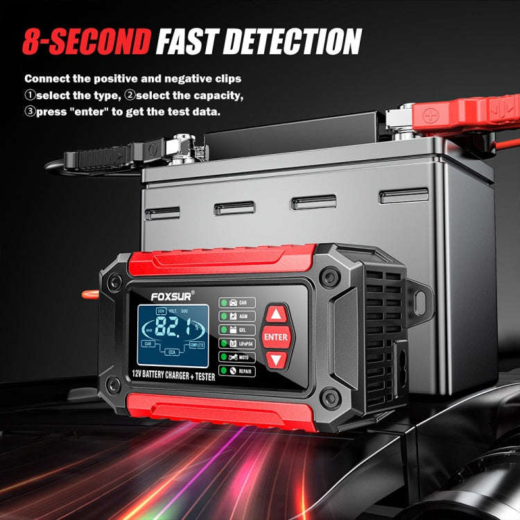 FOXSUR Cars Motorcycles 12V Lithium Cattery Charger With Battery Detection(US Plug)