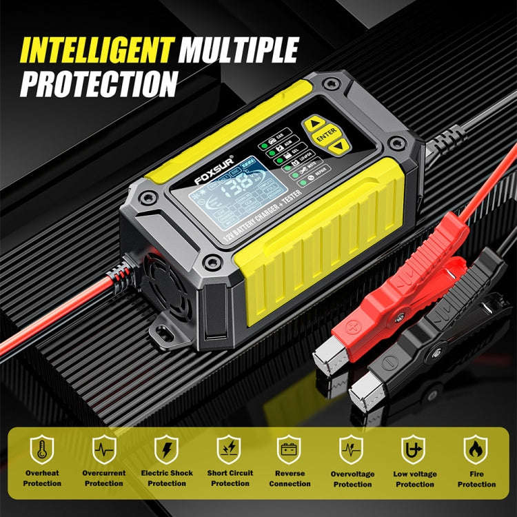 FOXSUR Cars Motorcycles 12V Lithium Cattery Charger With Battery Detection(US Plug)
