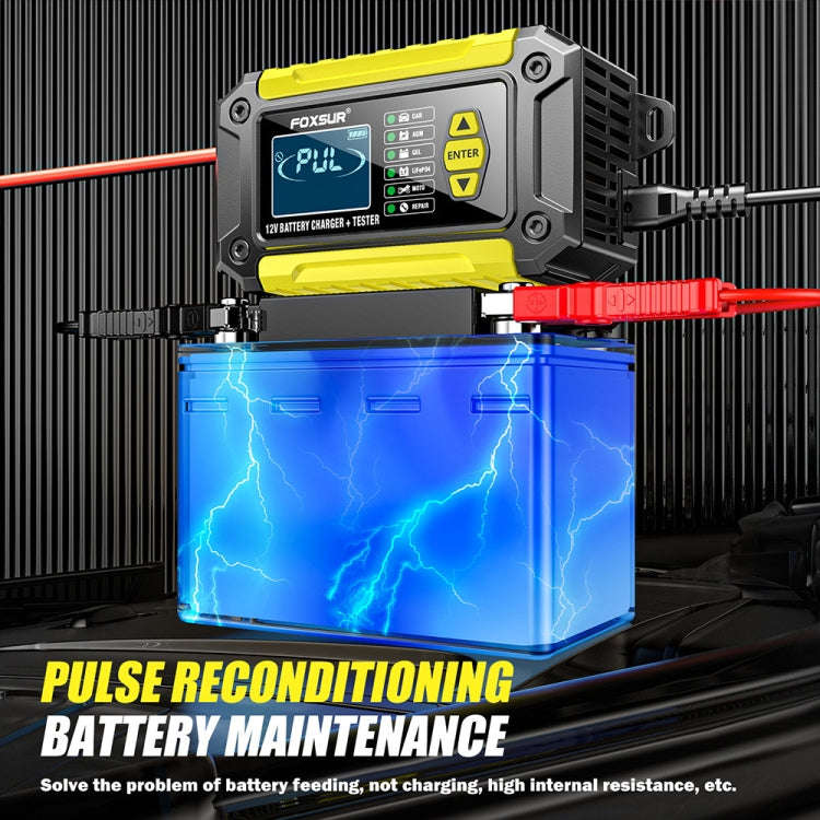 FOXSUR Cars Motorcycles 12V Lithium Cattery Charger With Battery Detection(US Plug)