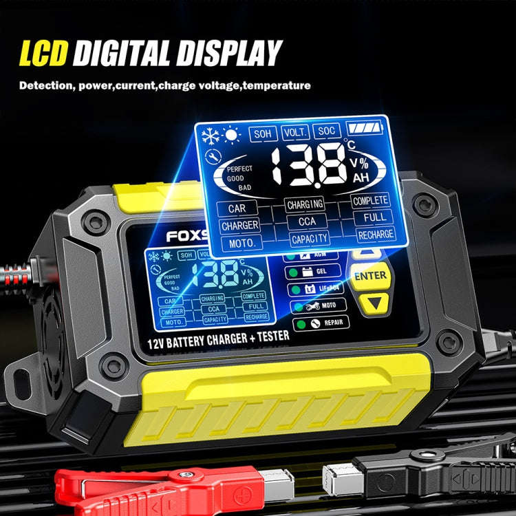 FOXSUR Cars Motorcycles 12V Lithium Cattery Charger With Battery Detection(US Plug)