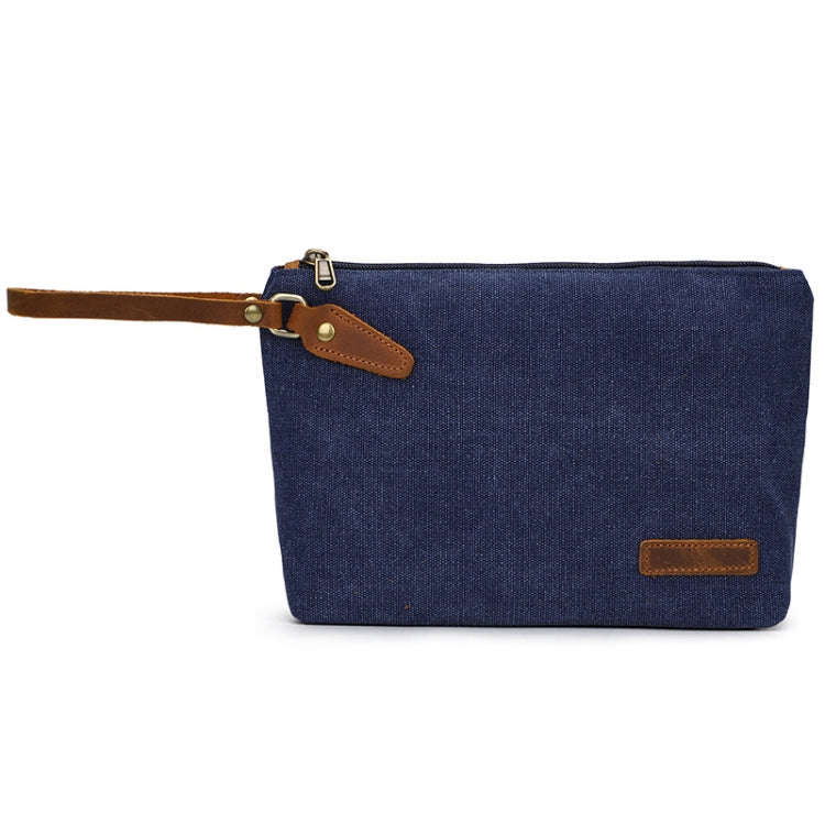Portable Canvas Bag Large Capacity Washing Bag Cosmetics Storage Bag(Blue)