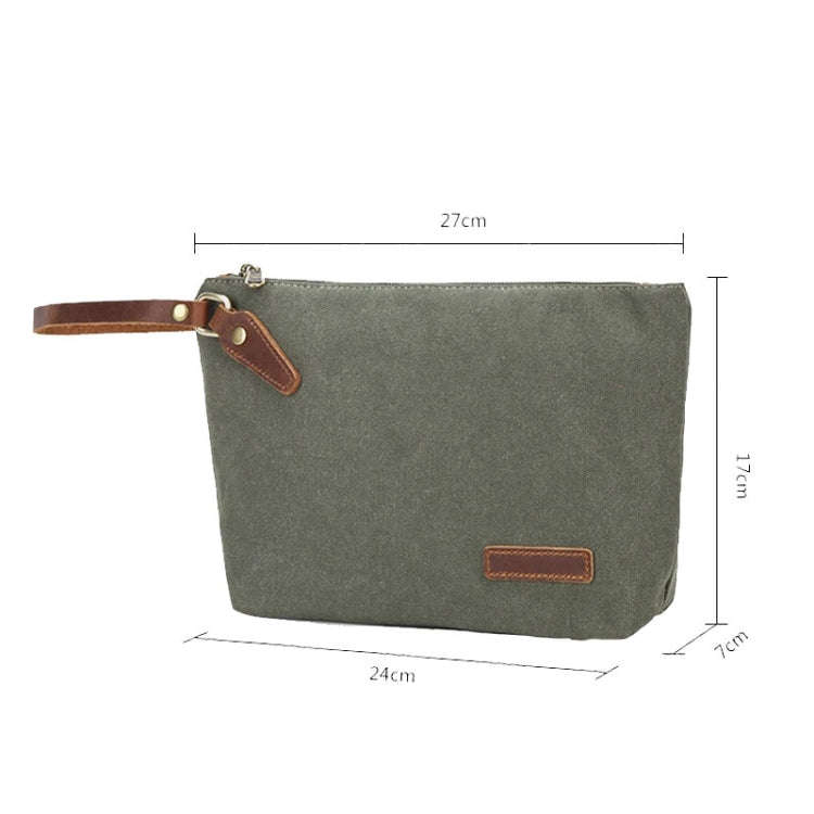 Portable Canvas Bag Large Capacity Washing Bag Cosmetics Storage Bag(Khaki)