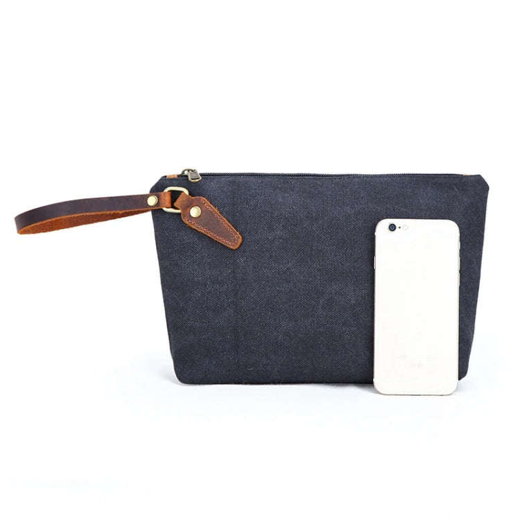 Portable Canvas Bag Large Capacity Washing Bag Cosmetics Storage Bag(Khaki)