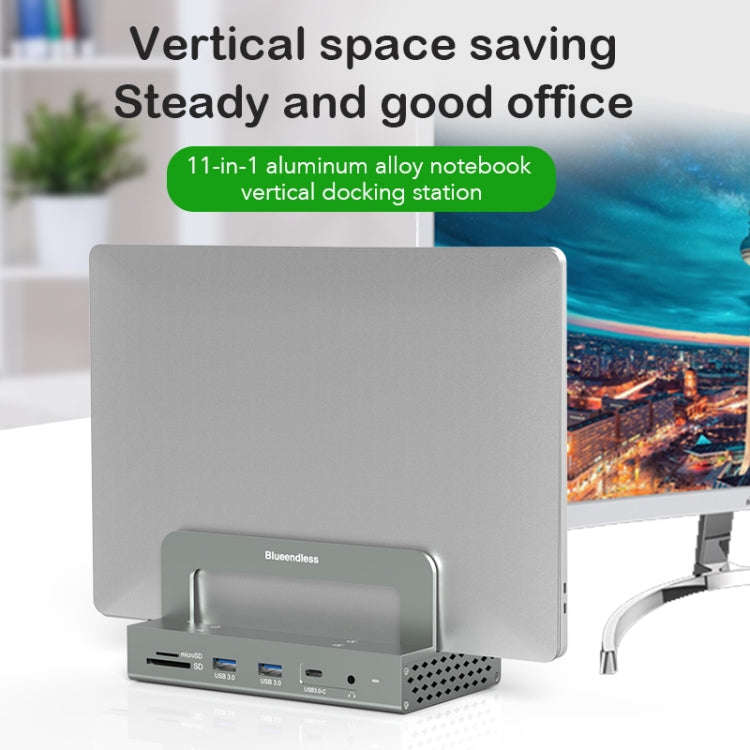 10-in -1 without LAN Blueendless 4K/60Hz Type-C Laptop Vertical Stand HUB Docking Station