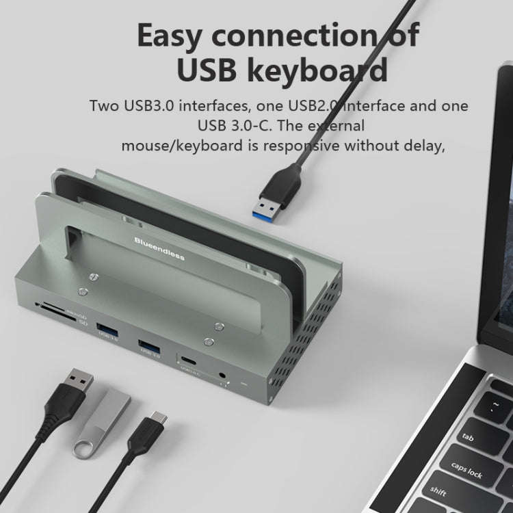 10-in -1 without LAN Blueendless 4K/60Hz Type-C Laptop Vertical Stand HUB Docking Station
