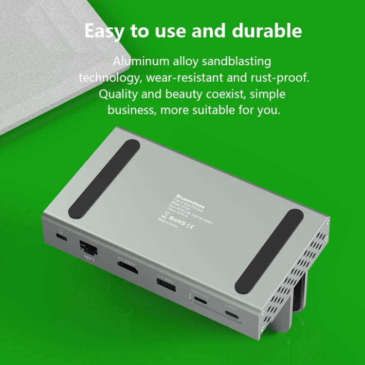 10-in -1 without LAN Blueendless 4K/60Hz Type-C Laptop Vertical Stand HUB Docking Station