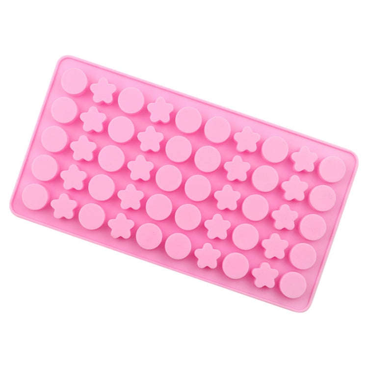 50 Grids Round Pentagram Chocolate Fondant Drip Cookie Molds DIY Jelly Pudding Mould(Pink)