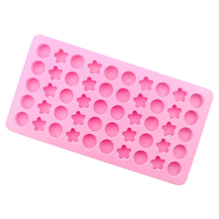 50 Grids Round Pentagram Chocolate Fondant Drip Cookie Molds DIY Jelly Pudding Mould(Pink)