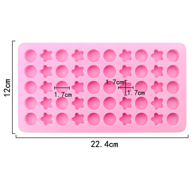 50 Grids Round Pentagram Chocolate Fondant Drip Cookie Molds DIY Jelly Pudding Mould(Pink)