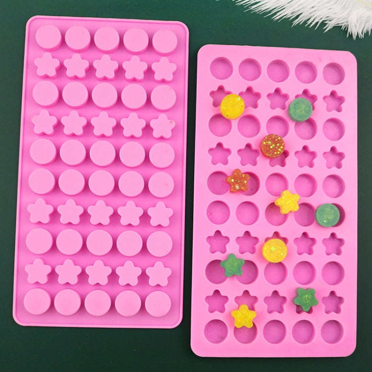 50 Grids Round Pentagram Chocolate Fondant Drip Cookie Molds DIY Jelly Pudding Mould(Pink)