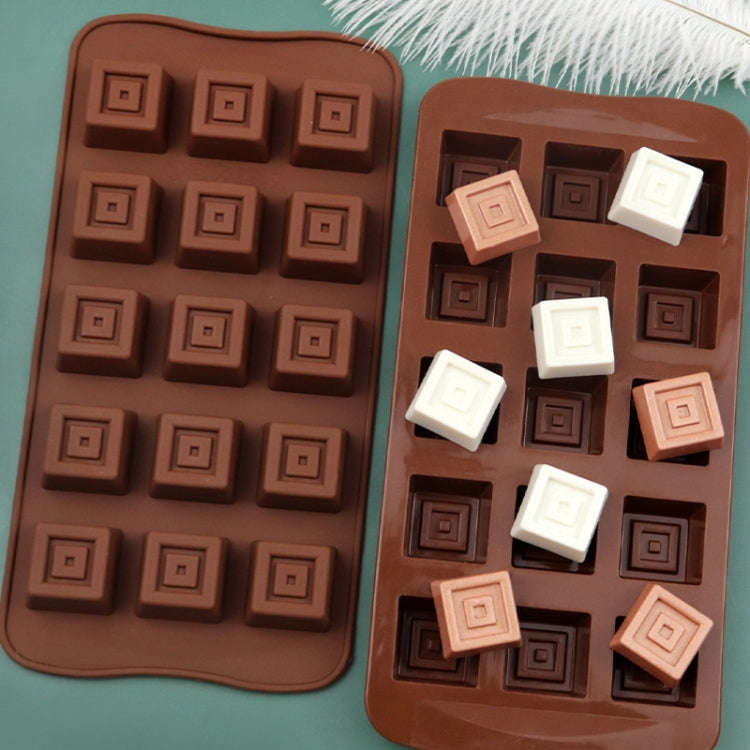15 Grids Square Soap Mould DIY Silicone Chocolate Mold(Chocolate Color)