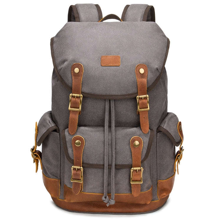 Retro Canvas Backpack Large Capacity Travel Computer Bag(Gray)