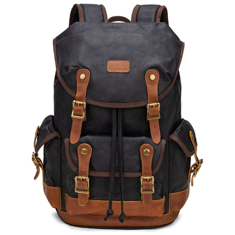Retro Canvas Backpack Large Capacity Travel Computer Bag(Black)