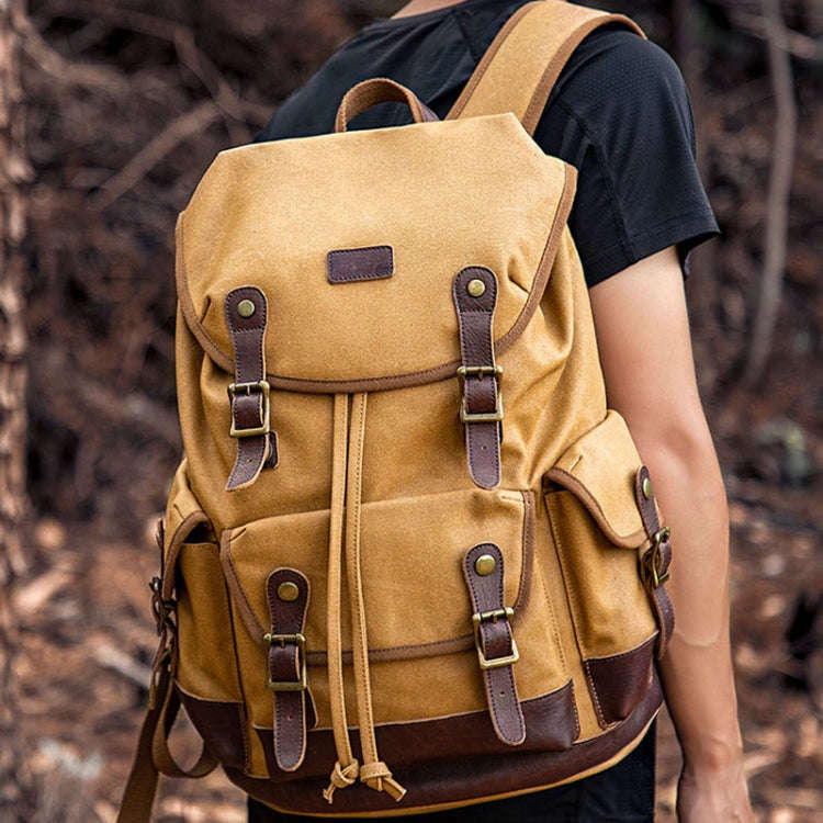 Retro Canvas Backpack Large Capacity Travel Computer Bag(Black)