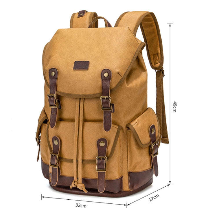 Retro Canvas Backpack Large Capacity Travel Computer Bag(Yellow)