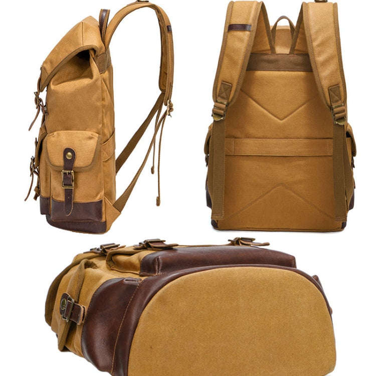 Retro Canvas Backpack Large Capacity Travel Computer Bag(Yellow)