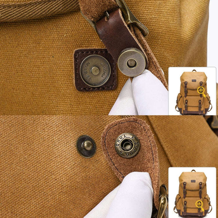 Retro Canvas Backpack Large Capacity Travel Computer Bag(Yellow)