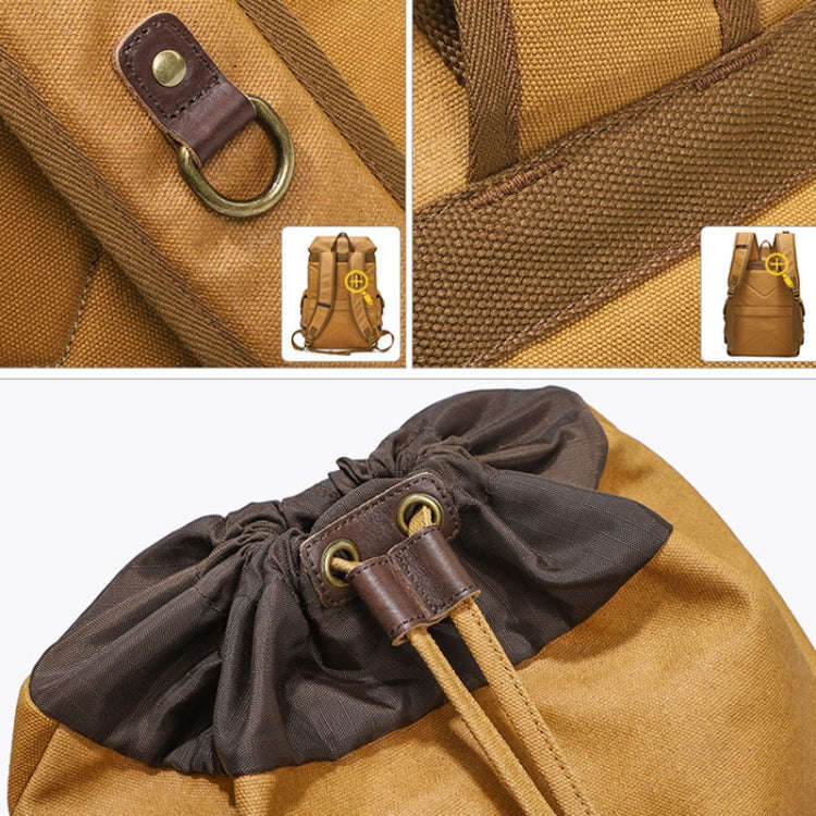 Retro Canvas Backpack Large Capacity Travel Computer Bag(Yellow)