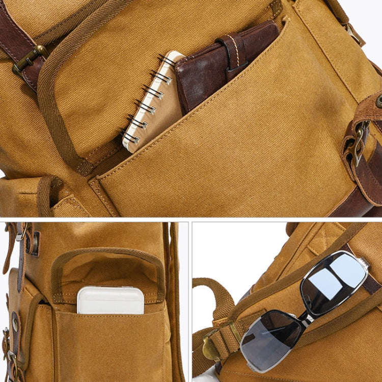 Retro Canvas Backpack Large Capacity Travel Computer Bag(Yellow)