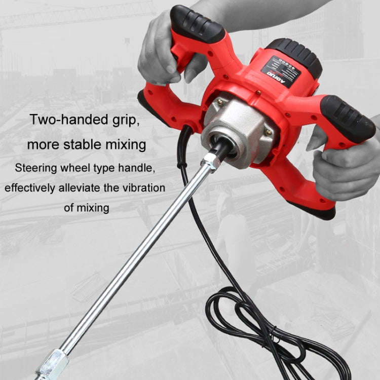 AOTUO 220V High Power Industrial Grade Electrical Mixer Handheld Concrete Paint Mixer(EU Plug Red)
